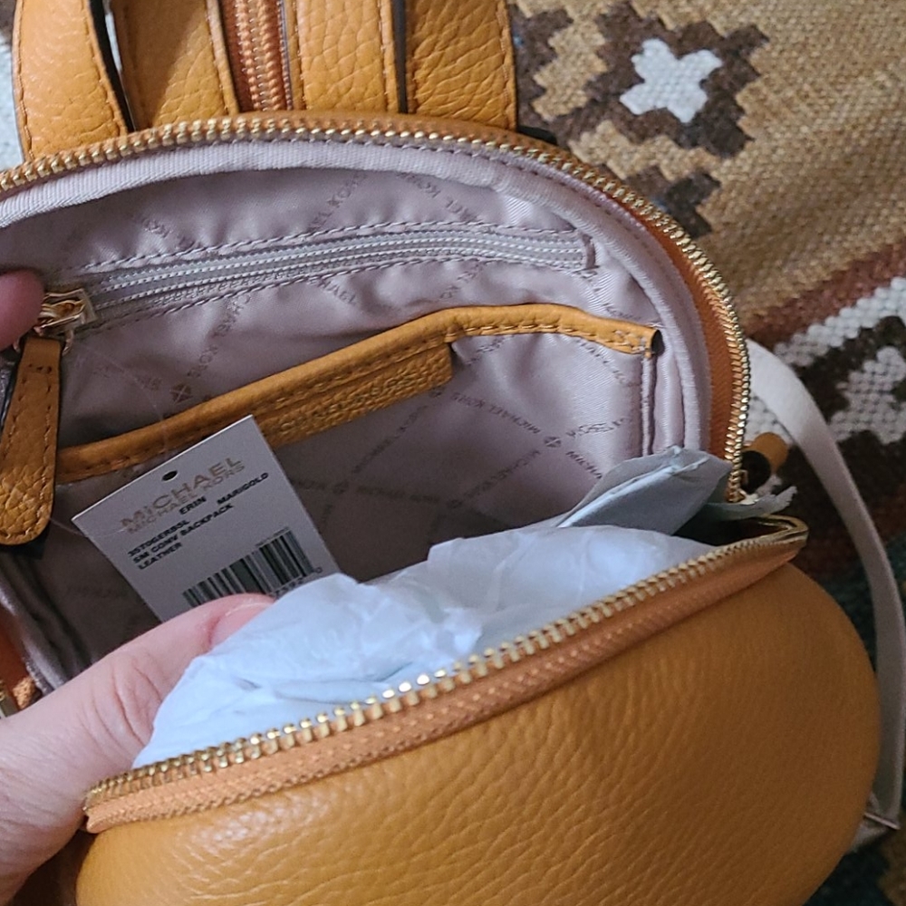 Michael Kors Erin Small Convertible Backpack Marigold Bag - Picture 3 of 4